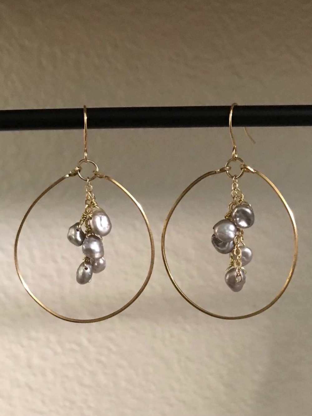 Handmade Freshwater Pearl Hoop Earrings